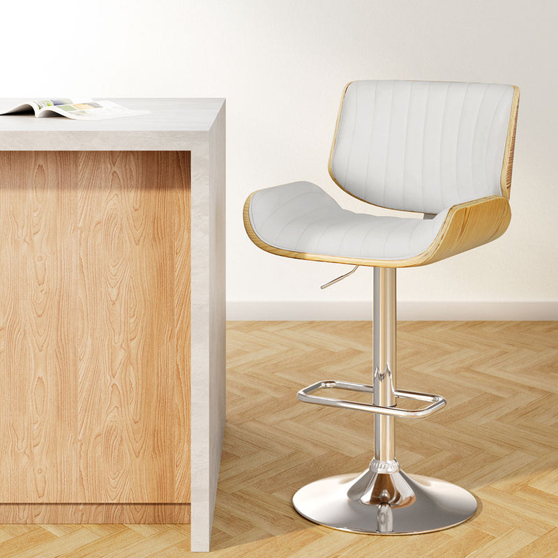 Artiss Bar Stools Swivel Leather Chairs Wooden Legs