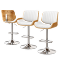 Artiss 3x Bar Stools Counter Chairs Adjustable Swivel PU Leather Galina White