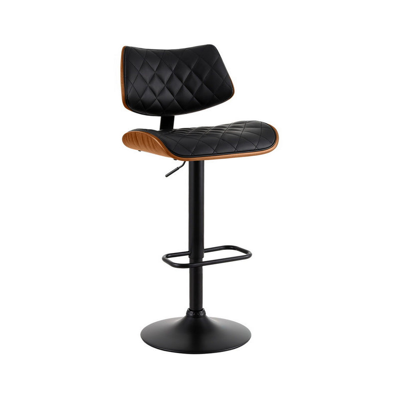 Artiss Bar Stools Gas Lift Wooden Leather Seat Black