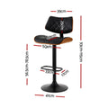 Artiss Bar Stools Gas Lift Wooden Leather Seat Black