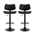 Artiss 2x Bar Stools Kitchen Dining Chairs Gas Lift Stool Wooden Leather Black