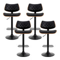 Artiss 4x Bar Stools Kitchen Dining Chairs Gas Lift Stool Wooden Leather Black