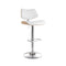 Artiss Gas Lift Bar Stool Wooden Leather White Kitchen Dining Chair