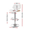 Artiss Gas Lift Bar Stool Wooden Leather White Kitchen Dining Chair