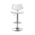 Artiss Gas Lift Bar Stool Wooden Leather White Kitchen Dining Chair
