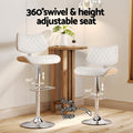 Artiss Gas Lift Bar Stool Wooden Leather White Kitchen Dining Chair