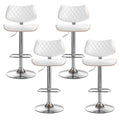 Artiss 4x Bar Stools Kitchen Dining Chairs Gas Lift Stool Wooden Leather White
