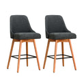 Artiss 2x Bar Stools Swivel Wooden Charcoal