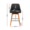 Artiss 2x Bar Stools Swivel Wooden Charcoal