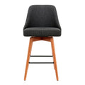 Artiss 2x Bar Stools Swivel Wooden Charcoal