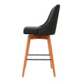 Artiss 2x Bar Stools Swivel Wooden Charcoal