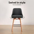 Artiss 2x Bar Stools Swivel Wooden Charcoal