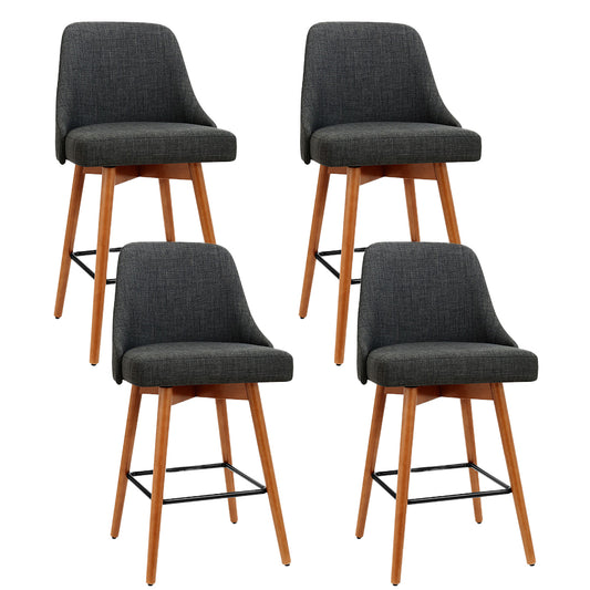 Artiss 4x Bar Stools Swivel Wooden Charcoal