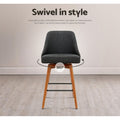 Artiss 4x Bar Stools Swivel Wooden Charcoal
