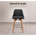 Artiss 4x Bar Stools Swivel Wooden Charcoal