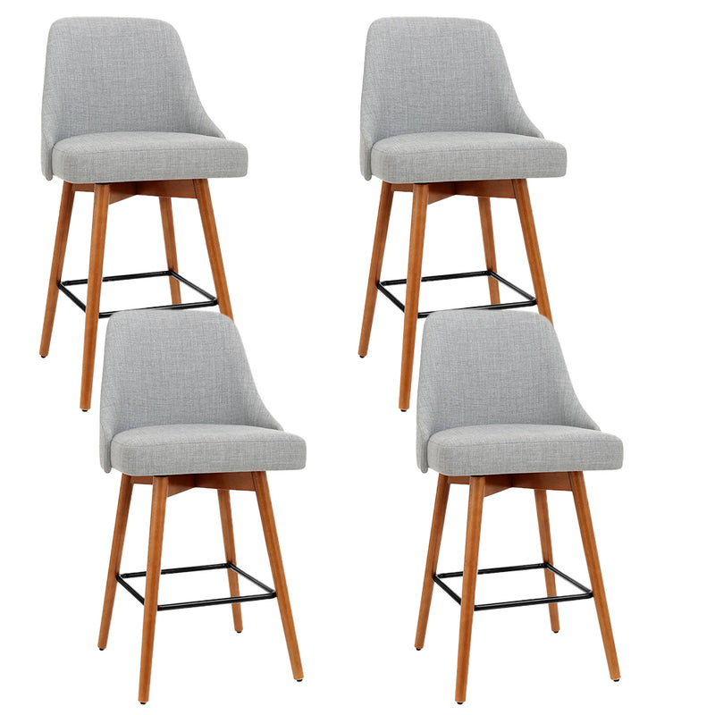 Artiss Bar Stools 4x Swivel Wooden Grey Seat