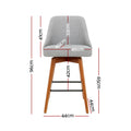 Artiss Bar Stools 4x Swivel Wooden Grey Seat