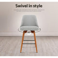 Artiss Bar Stools 4x Swivel Wooden Grey Seat