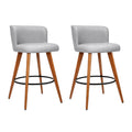 Artiss Bar Stools 2x Linen Padded Wooden Grey