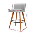 Artiss Bar Stools 2x Linen Padded Wooden Grey