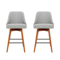 Artiss Bar Stools 2x Linen Padded Wooden Grey