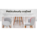 Artiss Bar Stools 2x Linen Padded Wooden Grey