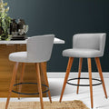 Artiss Bar Stools 2x Linen Padded Wooden Grey
