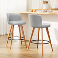 Artiss Bar Stools 2x Linen Padded Wooden Grey