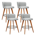 Artiss 4x Bar Stools Linen Padded Wooden Seat Grey