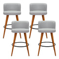 Artiss 4x Bar Stools Linen Padded Wooden Seat Grey