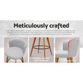 Artiss 4x Bar Stools Linen Padded Wooden Seat Grey