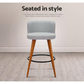 Artiss 4x Bar Stools Linen Padded Wooden Seat Grey