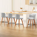 Artiss 4x Bar Stools Linen Padded Wooden Seat Grey