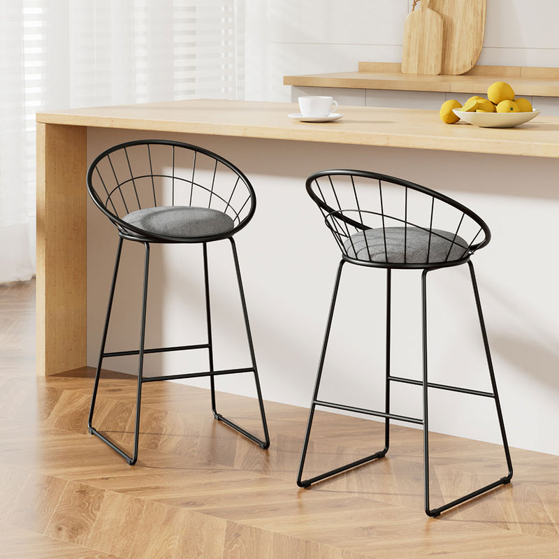 Artiss 2x Bar Stools Padded Metal Seat Kitchen Counter