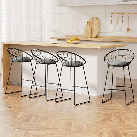 Artiss Bar Stools 4 Pack Metal Padded Seat Kitchen