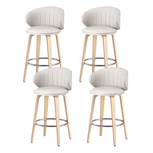 Artiss Bar Stools x4 Leather Contoured Dining Chairs Wood