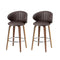 Artiss Bar Stools Pair Contoured Leather Wood Seat 65cm