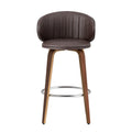 Artiss Bar Stools Pair Contoured Leather Wood Seat 65cm