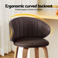 Artiss Bar Stools Pair Contoured Leather Wood Seat 65cm