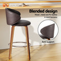 Artiss Bar Stools Pair Contoured Leather Wood Seat 65cm