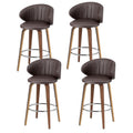 Artiss Bar Stools x4 Leather Contoured Dining Chairs Wood