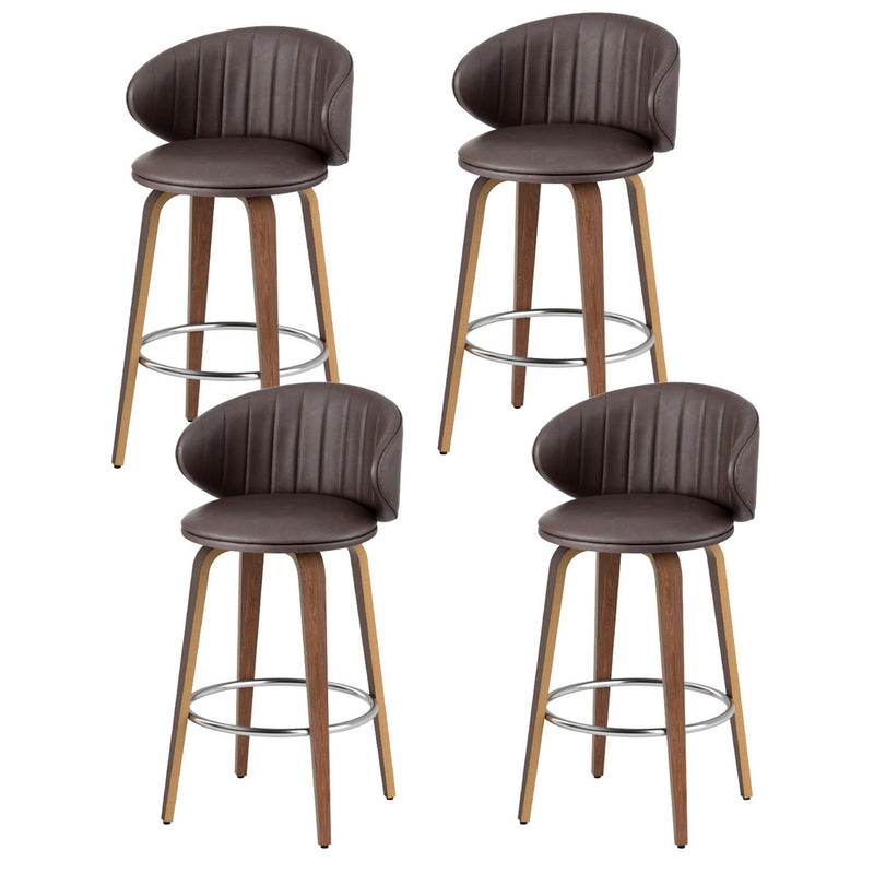 Artiss Bar Stools x4 Leather Contoured Dining Chairs Wood
