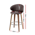 Artiss Bar Stools x4 Leather Contoured Dining Chairs Wood