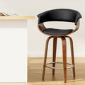Artiss Swivel Bar Stool PU Seat Wooden Frame