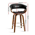 Artiss Swivel Bar Stool PU Seat Wooden Frame
