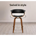 Artiss Swivel Bar Stool PU Seat Wooden Frame