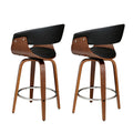 Artiss 2x Bar Stools Swivel PU Leather Wooden Legs