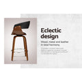Artiss 2x Bar Stools Swivel PU Leather Wooden Legs