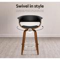 Artiss 2x Bar Stools Swivel PU Leather Wooden Legs