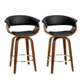 Artiss 2x Bar Stools Swivel PU Leather Wooden Legs